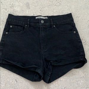 Black garage denim shorts